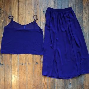 LAST CALL American Apparel purple chiffon skirt and top set size medium